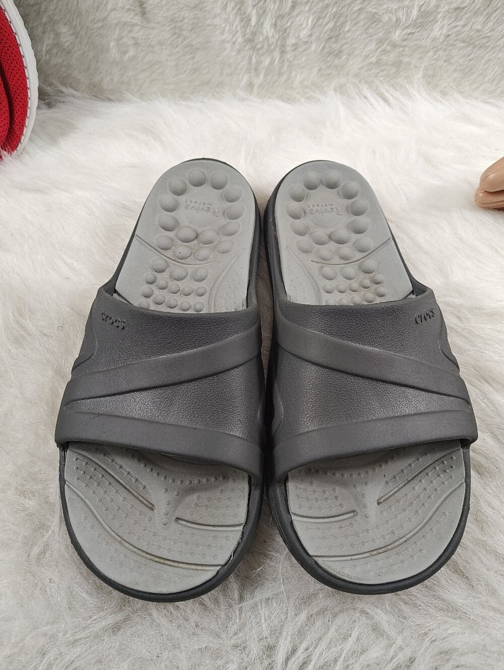 Crocs Reviva Gray Slide Sandals Massage Comfort Women's Size 10 / Men's Size 8